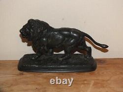 + Ancien Lion en bronze XIXè, sujet animalier signé de Gericke +