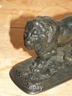 + Ancien Lion en bronze XIXè, sujet animalier signé de Gericke +