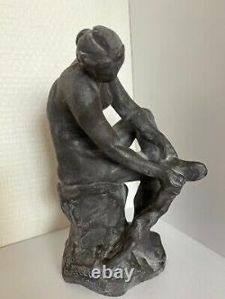 Ancien Moulage du Musée du Louvre Rare Statue Sculpture Baigneuse de Dalou