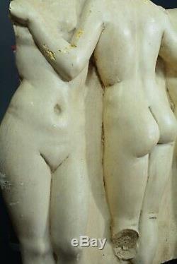 Ancien Plâtre Sculpture Femme nue 3 graces antique Rodin Lorenzi louvres Vénus