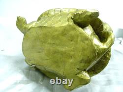 Ancien Sage Chinois Sculpture Bois Statue Personnage Tortue Art Asiatique