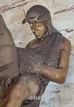Ancien Sauvage Ouest The Fin De Trail Cheval Figurine Liberté Statue Bronze