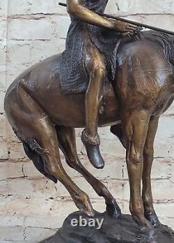Ancien Sauvage Ouest The Fin De Trail Cheval Figurine Liberté Statue Bronze
