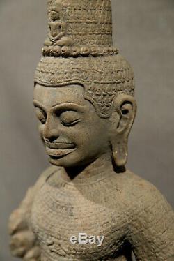Ancien Sculpté Pierre Tibétain Statue Sculpture Bouddha Chinois Asiatique Art