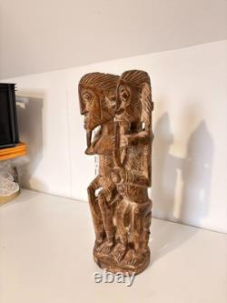 Ancien Sculpture Bois Primordial Couple Dogon Tribal Mali Mariage Bombou Toro