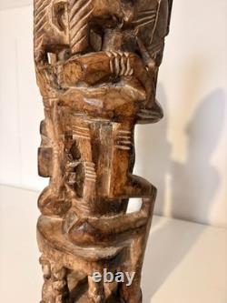 Ancien Sculpture Bois Primordial Couple Dogon Tribal Mali Mariage Bombou Toro