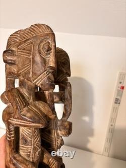 Ancien Sculpture Bois Primordial Couple Dogon Tribal Mali Mariage Bombou Toro