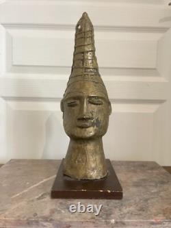 Ancien Sculpture Bronze Art Africain Tête Reine Mère Ifé Dahomey Bénin 38cm Mali