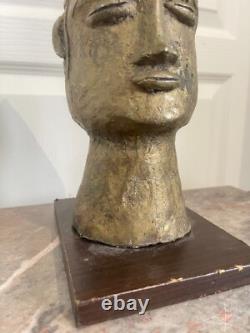 Ancien Sculpture Bronze Art Africain Tête Reine Mère Ifé Dahomey Bénin 38cm Mali