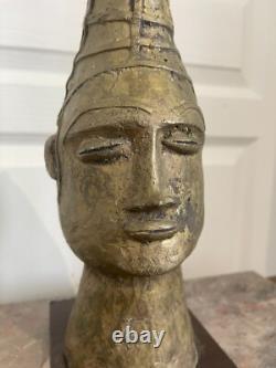 Ancien Sculpture Bronze Art Africain Tête Reine Mère Ifé Dahomey Bénin 38cm Mali