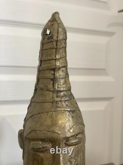 Ancien Sculpture Bronze Art Africain Tête Reine Mère Ifé Dahomey Bénin 38cm Mali