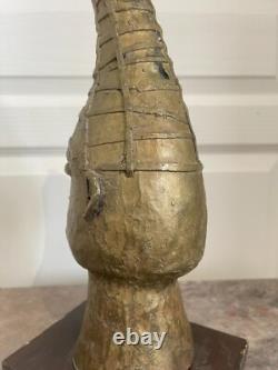 Ancien Sculpture Bronze Art Africain Tête Reine Mère Ifé Dahomey Bénin 38cm Mali