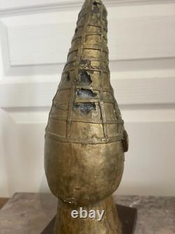 Ancien Sculpture Bronze Art Africain Tête Reine Mère Ifé Dahomey Bénin 38cm Mali