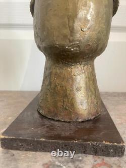 Ancien Sculpture Bronze Art Africain Tête Reine Mère Ifé Dahomey Bénin 38cm Mali