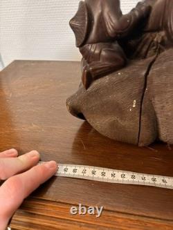 Ancien Sculpture Buffle D'eau aux Deux Enfants Dynastie Qing Vietnam Chine Chino
