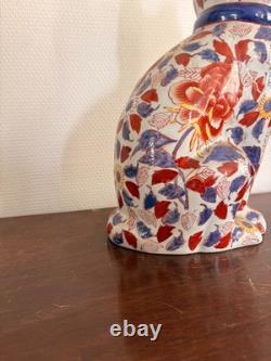 Ancien Sculpture Chat Famille Verte Porcelaine Pivoine Chine Chinois Japon Japon
