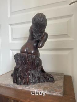 Ancien Sculpture Statue Femme Nue Signé THOMAS Poterie Bavent Terre Cuite Vernis