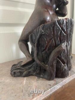 Ancien Sculpture Statue Femme Nue Signé THOMAS Poterie Bavent Terre Cuite Vernis