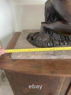 Ancien Sculpture Statue Femme Nue Signé THOMAS Poterie Bavent Terre Cuite Vernis