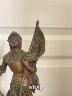 Ancien Sculpture Statue Régule XIXème JEANNE d'ARC Signé Charles RUCHOT 30cm