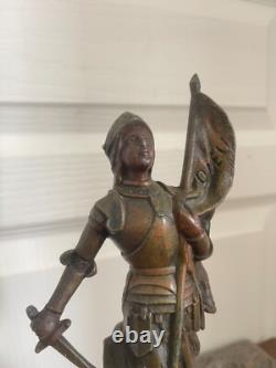 Ancien Sculpture Statue Régule XIXème JEANNE d'ARC Signé Charles RUCHOT 30cm