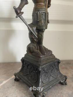 Ancien Sculpture Statue Régule XIXème JEANNE d'ARC Signé Charles RUCHOT 30cm