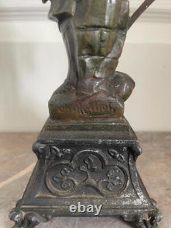 Ancien Sculpture Statue Régule XIXème JEANNE d'ARC Signé Charles RUCHOT 30cm