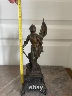 Ancien Sculpture Statue Régule XIXème JEANNE d'ARC Signé Charles RUCHOT 30cm