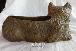 Ancien Sculpture Statue Vide Poche Jardinière Chat Laiton Old Brass Cat