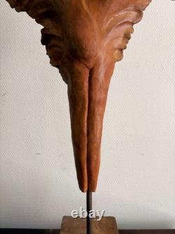 Ancien Sculpture Terre Cuite Ange Victoire Signé Sur Socle Expressionniste