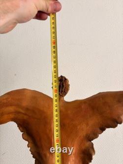Ancien Sculpture Terre Cuite Ange Victoire Signé Sur Socle Expressionniste