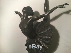 Ancien Sculpture grande taille danseuse Bronze Signé E. Degas
