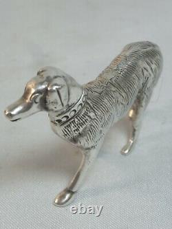 Ancien Statue Chien Chasse Vénerie Sculpture Animaliere Argent Massif Dog Silver