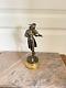 Ancien Statue Figurine Sculpture Violoniste Bronze Signé Lalouette Doré 24 Cm