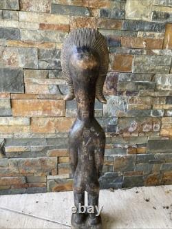 Ancien Statue Sculpture Art Africain Feminine Tribal Primitif Baoulé Cote Ivoire