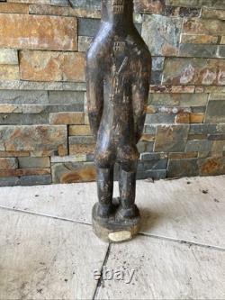 Ancien Statue Sculpture Art Africain Feminine Tribal Primitif Baoulé Cote Ivoire