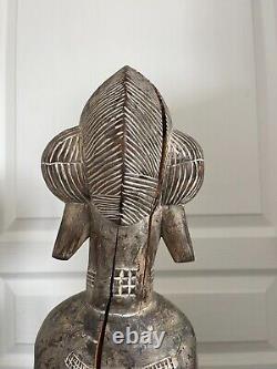 Ancien Statue Sculpture Art Africain Feminine Tribal Primitif Baoulé Cote Ivoire