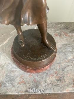 Ancien Statue Sculpture BRONZE S. Kinsburger JEANNE J'ARC 5Kg 45 cm 18ème XIXème