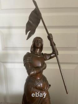 Ancien Statue Sculpture BRONZE S. Kinsburger JEANNE J'ARC 5Kg 45 cm 18ème XIXème