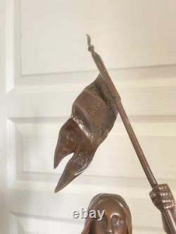 Ancien Statue Sculpture BRONZE S. Kinsburger JEANNE J'ARC 5Kg 45 cm 18ème XIXème