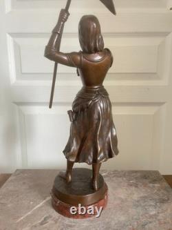 Ancien Statue Sculpture BRONZE S. Kinsburger JEANNE J'ARC 5Kg 45 cm 18ème XIXème