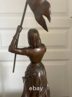 Ancien Statue Sculpture BRONZE S. Kinsburger JEANNE J'ARC 5Kg 45 cm 18ème XIXème