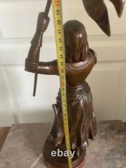 Ancien Statue Sculpture BRONZE S. Kinsburger JEANNE J'ARC 5Kg 45 cm 18ème XIXème