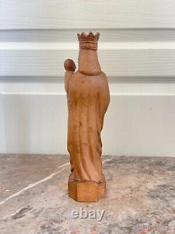 Ancien Statue Sculpture Bois Vierge Marie Jésus REIMS signé Lucien PESSEY 24cm