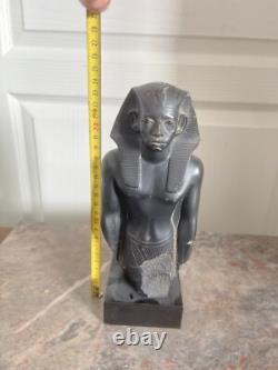 Ancien Statue Sculpture Roi Egyptien Pharaon AMENEMHAT III, Moulage du Louvre 24