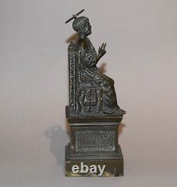 Ancien Statue religieux de Saint-Pierre en bronze Trône Paradis 19e siècle