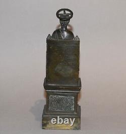 Ancien Statue religieux de Saint-Pierre en bronze Trône Paradis 19e siècle