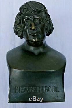 Ancien bronze PIERRE LEROUX signé ETEX 1834 H 24cm P. S. Socialisme George SAND