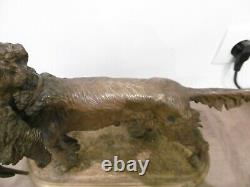 Ancien bronze animalier chien de chasse signé MOIGNIEZ authentique vénerie