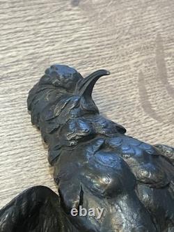 Ancien bronze animalier oiseau mort époque art nouveau 1900